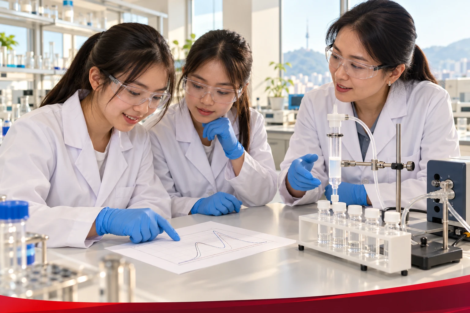 Concept image of students exploring purification and discussing evidence with an instructor
